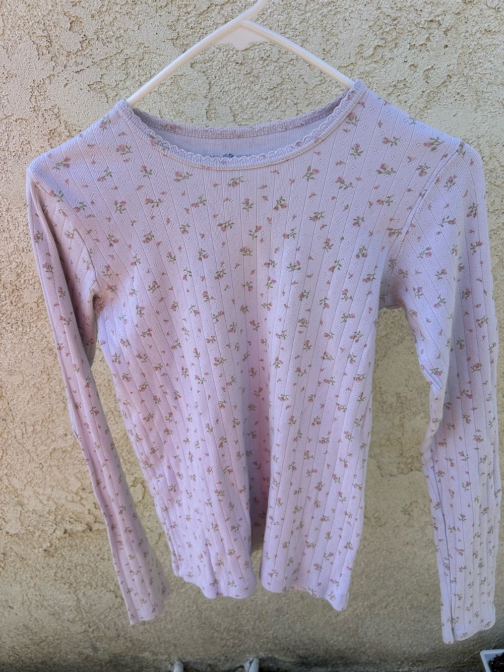 Brandy Melville white Ribbed Floral Top